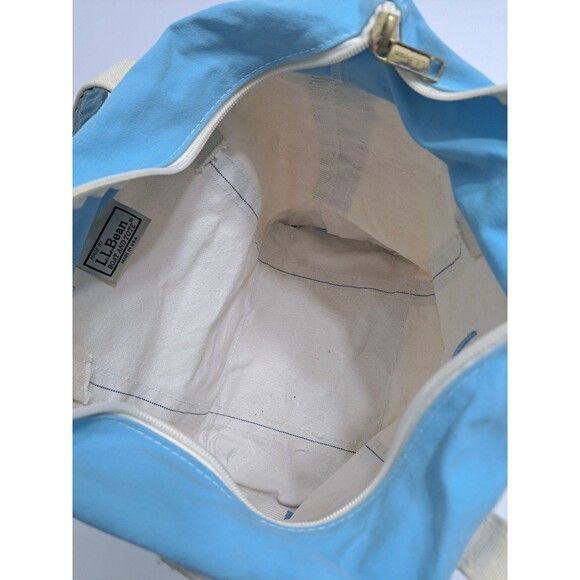 Vintage LL BEAN Boat Tote Aqua Teal Canvas Heavy Duty Bag 14x11x7 C Logo Zipper - Picture 8 of 10